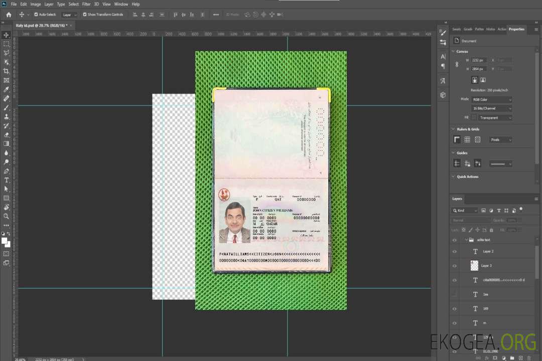 Look photo du passeport du Qatar template Look photo du passeport du Qatar template